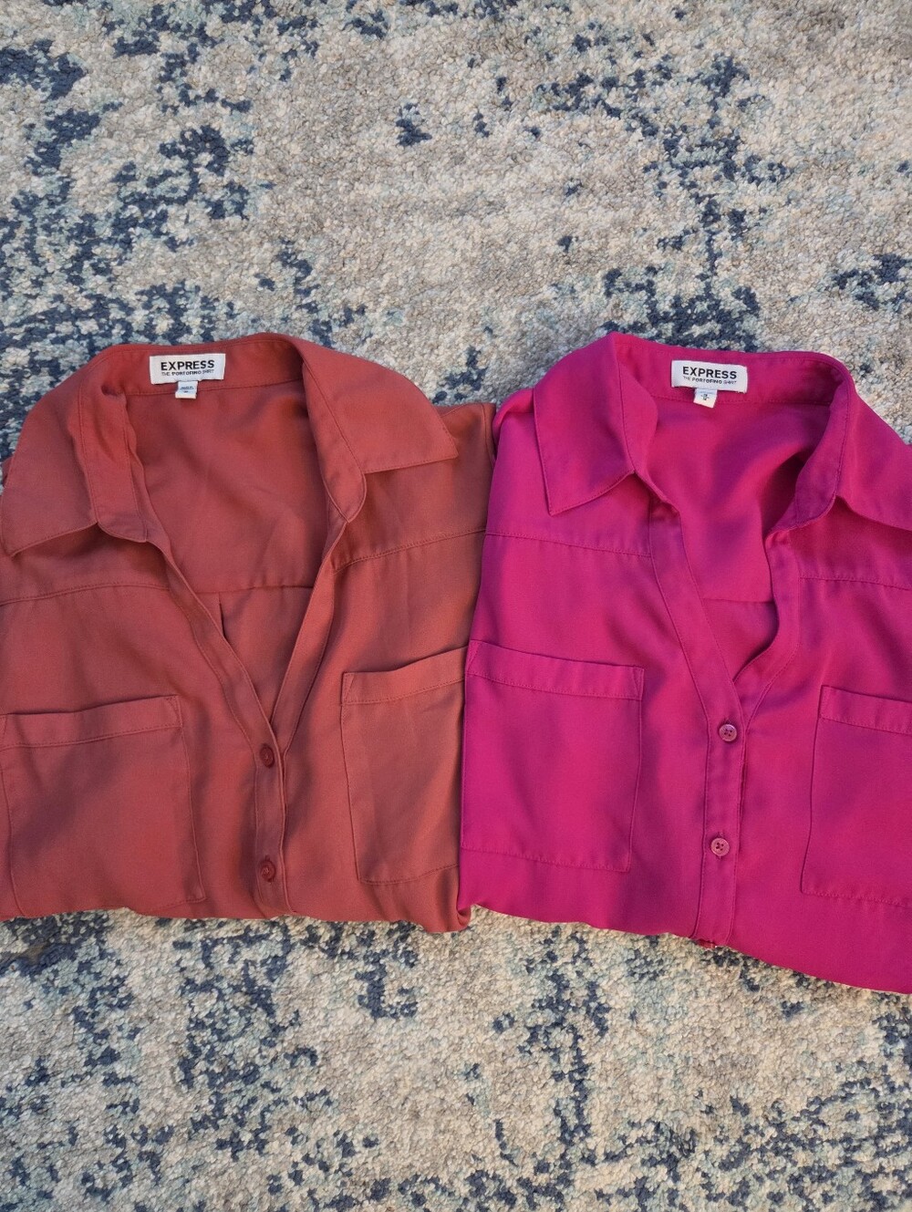 Express Portofino Shirt Bundle Of 2 Women’s Medium Pink & Rust Orange Top 2010s